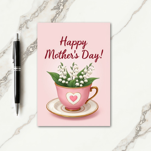 Pink Teacup Mothers Day Card