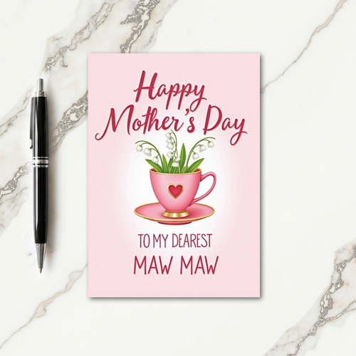 Pink Teacup Mothers Day Love Card