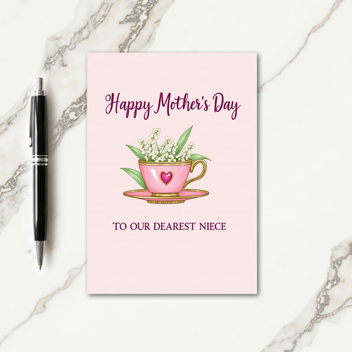 Pink Teacup Mothers Day Wish Card