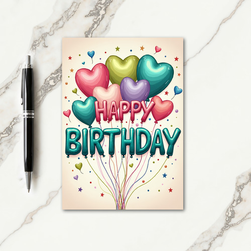 Pink Teal Inflatable Birthday Card