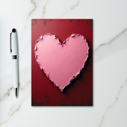 Pink Textured Heart Love Card