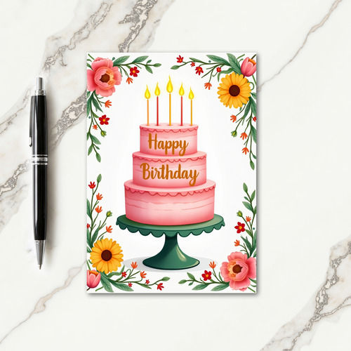 Pink Tiered Birthday Card