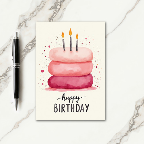 Pink Tiered Cake Birthday Card
