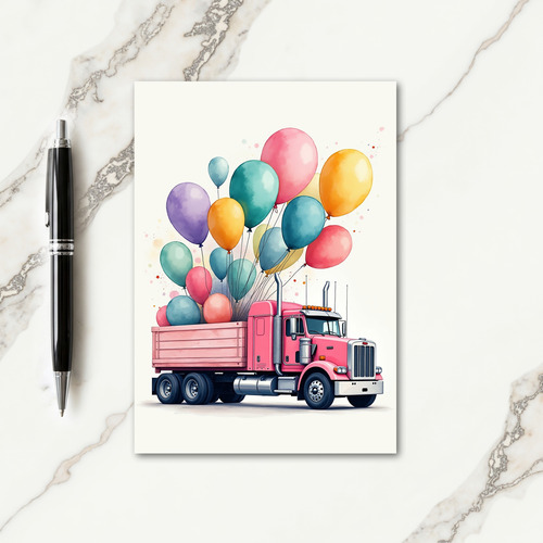 Pink Truck Birthday Card