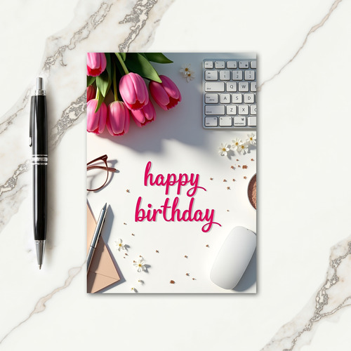 Pink Tulip Celebration Card