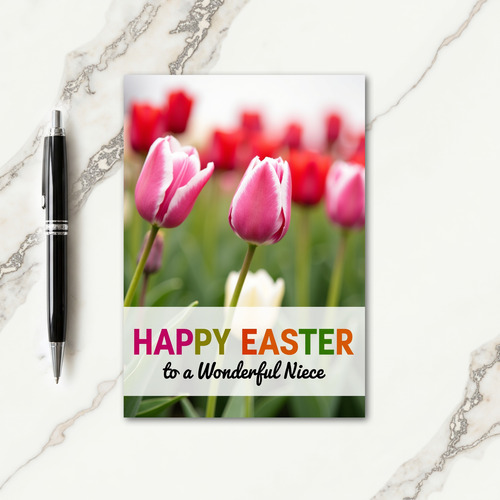 Pink Tulip Happy Easter Card