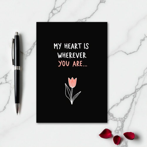 Pink Tulip Heart Pattern Card