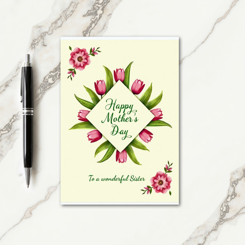 Pink Tulip Mothers Day Sister Card