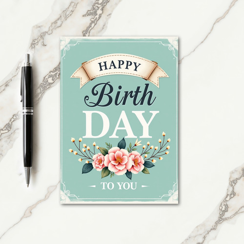 Pink Typographic Birthday Card