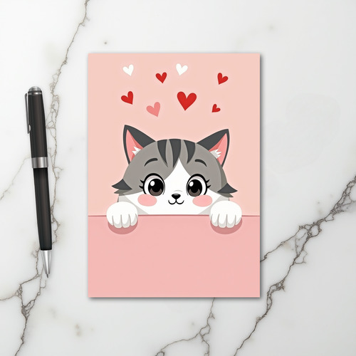 Pink Valentine Cat Card
