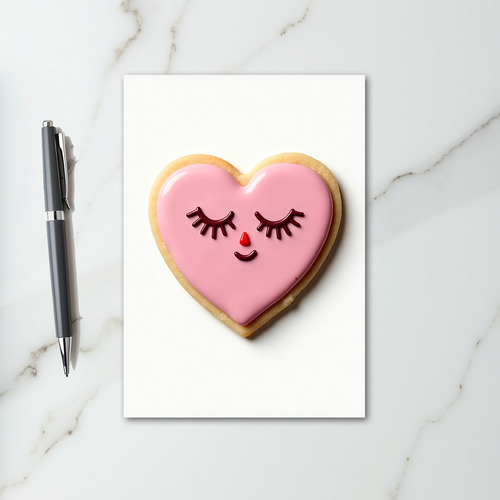 Pink Valentine Heart Cookie Card