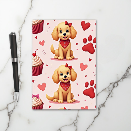 Pink Valentine Puppy Card