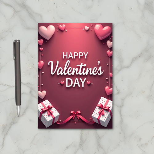 Pink Valentines Day Gift Card