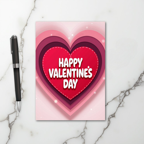 Pink Valentines Day Layered Heart Card
