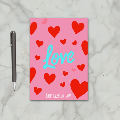 Pink Valentines Day Love Hearts Card