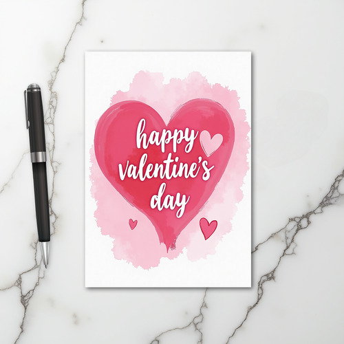 Pink Valentines Day Watercolor Card