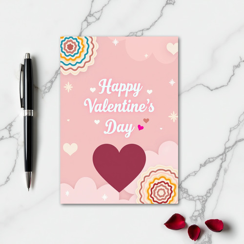 Pink Valentines Day Wavy Circle Card