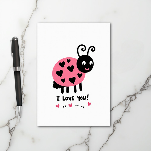 Pink Valentines Ladybug Card