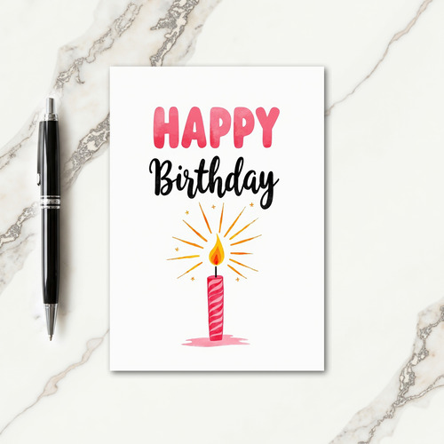 Pink Watercolor Birthday Card