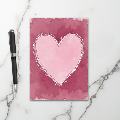 Pink Watercolor Heart Card