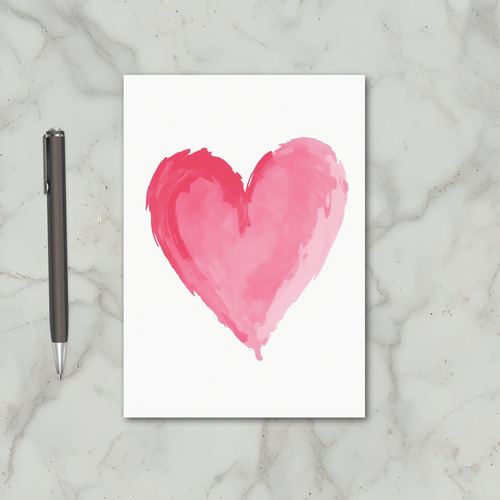 Pink Watercolor Heart Love Card