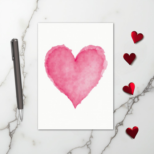 Pink Watercolor Love Heart Card