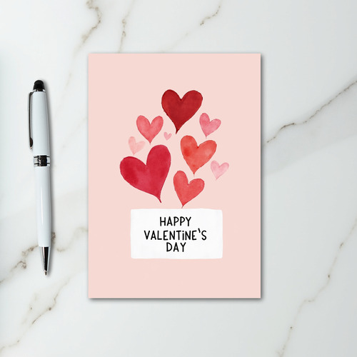 Pink Watercolor Valentines Day Card