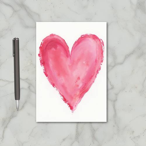 Pink Watercolor Valentines Heart Card