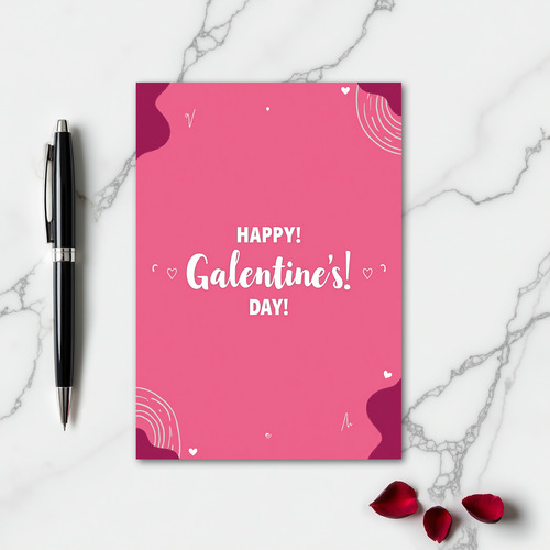 Pink Wavy Galentines Day Card
