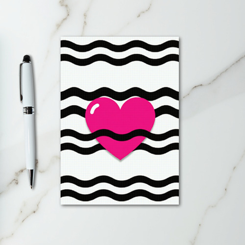 Pink Wavy Heart Love Card