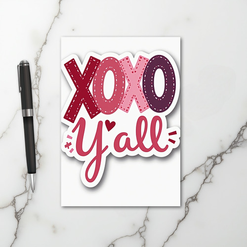 Pink Xoxo Yall Valentine Card