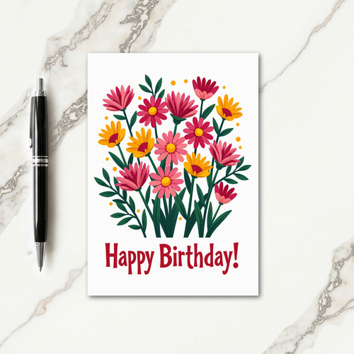 Pink Yellow Birthday Bloom Card