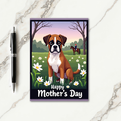 Pixel Dog Mothers Day Scene Card
