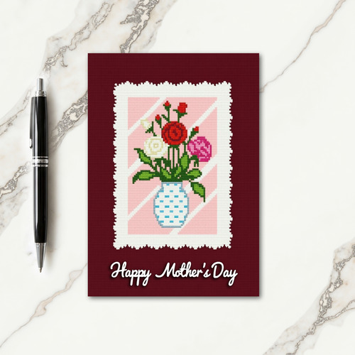 Pixel Floral Bouquet Card