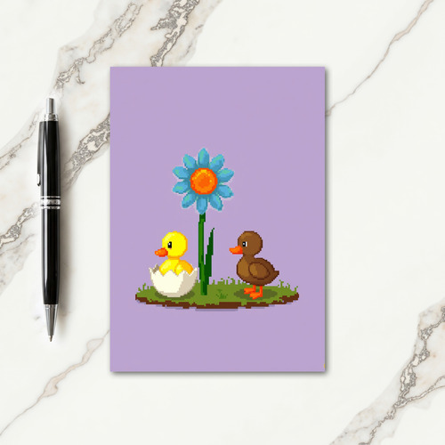 Pixel Flower Friends Cute Card