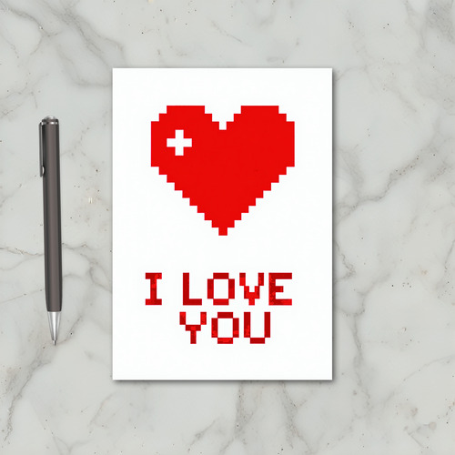 Pixel Heart I Love You Card
