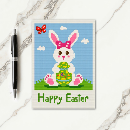 Pixel Rabbit Easter Egg Card