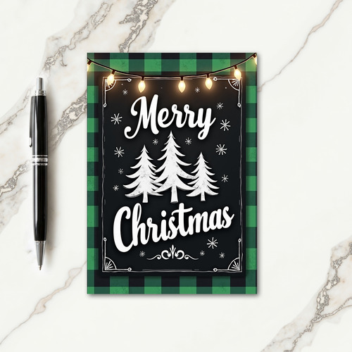 Plaid Christmas Lights Card