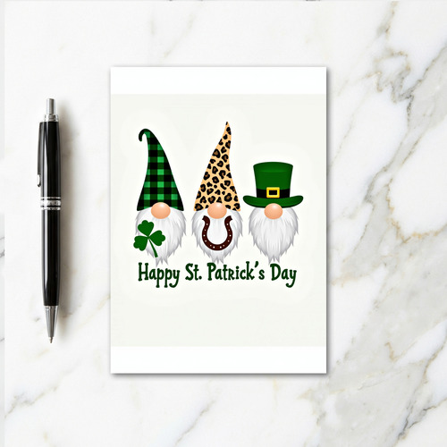 Plaid Hat Gnome St Patricks Card