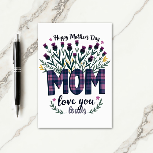 Plaid Mom Floral Illustration Card