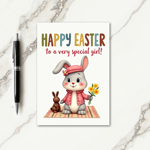 Plaid Rabbit Easter Card