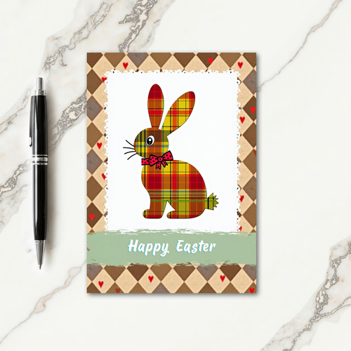 Plaid Rabbit Happy Easter Card