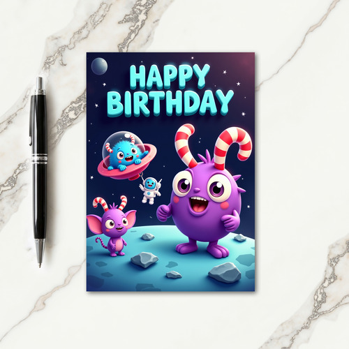 Planet Party Birthday Card