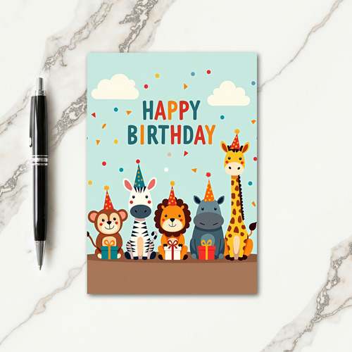 Playful Animal Party Card