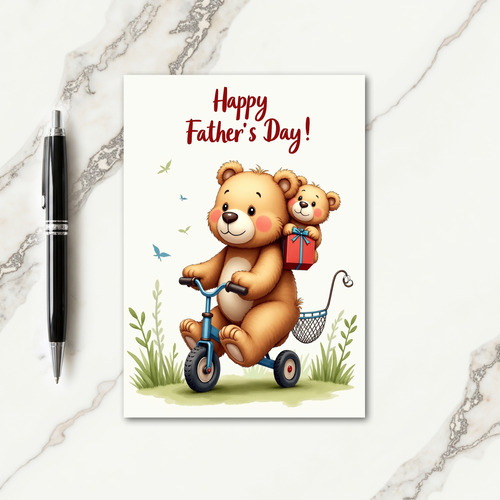 Playful Bear Fathers Day Scene Card