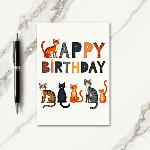 Playful Birthday Cat Letter Card