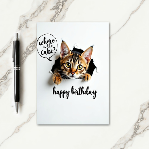 Playful Birthday Curious Cat Card