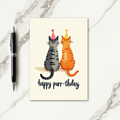 Playful Birthday Feline Art Card