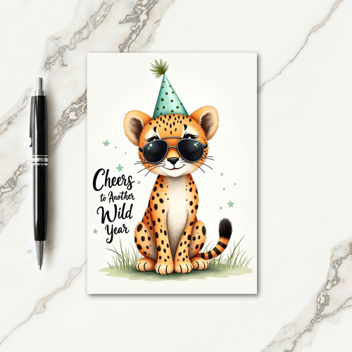 Playful Birthday Feline Hat Card