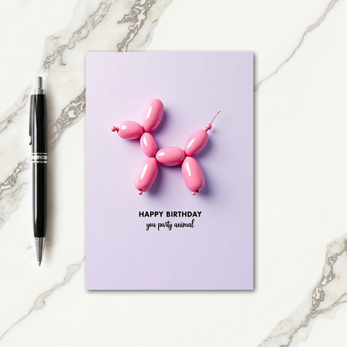 Playful Birthday Pink Balloon Card